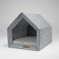 Load image into Gallery viewer, Abri design pour chien et chat en feutre gris avec un coussin confortable à l'intérieur