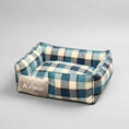 Charger l'image dans la visionneuse de la galerie, Lit déhoussable chien à carreaux bleus et blancs confortable et douillet pour animaux
