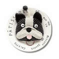 Charger l'image dans la visionneuse de la galerie, Oscar et Plume porte-clés bouledogue en crochet noir et blanc avec visage mignon langue rose et anneau métal