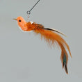 Cargar la imagen en la vista de la galería, Baguette plume oiseau pour chat orange et marron avec longues plumes naturelles Oscar et Plume
