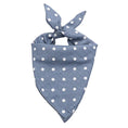 Load image into Gallery viewer, Bandana coton pour chien bleu à pois blancs de la marque Oscar et Plume, style élégant et confortable