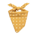 Load image into Gallery viewer, Bandana coton pour chien jaune moutarde à pois blancs avec nœud décoratif