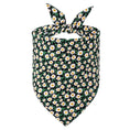 Cargar la imagen en la vista de la galería, Bandana pour chien Oscar et Plume avec motif fleurs blanches jaunes sur fond vert foncé