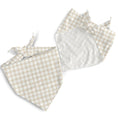 Charger l'image dans la visionneuse de la galerie, Bandana pour chien motif vichy en tissu beige avec nouage pour un look élégant