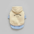 Charger l'image dans la visionneuse de la galerie, sweat pour petit chien beige à capuche avec motif BLUETIME et chemise rayée bleue intégrée
