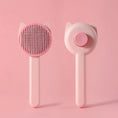 Cargar la imagen en la vista de la galería, Brosse poils chat rose Oscar et Plume avec poils fins et design oreilles de chat