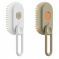 Charger l'image dans la visionneuse de la galerie, Brosse pour poils animaux Oscar et Plume en blanc et beige avec poignée ergonomique