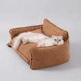 Charger l'image dans la visionneuse de la galerie, Canapé pour chien et chat en peluche marron, doux et confortable, avec un design douillet pour animaux de compagnie