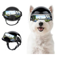 Cargar la imagen en la vista de la galería, Casque et lunette pour chien noir brillant avec mentonnière réglable de la marque Oscar et Plume