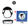 Cargar la imagen en la vista de la galería, Casque et lunette pour chien de taille S en noir avec emballage bleu de la marque Oscar et Plume