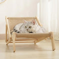 Cargar la imagen en la vista de la galería, Chaise longue pour chat en bois avec tissu tressé confortable pour un repos apaisant