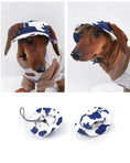 Carica l'immagine nel visualizzatore della galleria, Chapeau pour chien en tissu bleu et blanc, parfait pour protéger votre animal du soleil