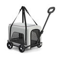 Load image into Gallery viewer, Chariot pliable pour chien et chat gris avec roues noires et poignées réglables pour transport facile