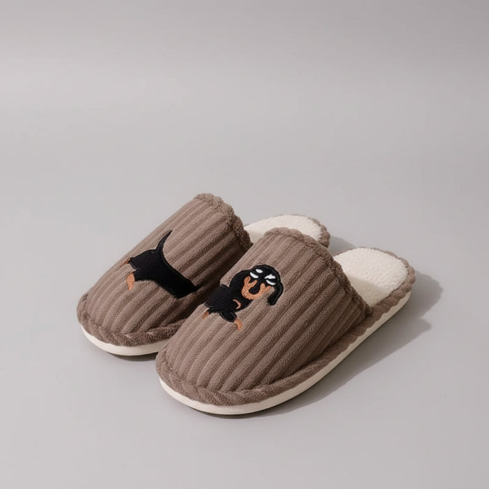 Chaussons Chaussettes Avec Semelle En Cuir Chien Multicolore - Chaussures