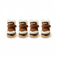 Charger l'image dans la visionneuse de la galerie, Chaussures petit chien en tissu marron et fourrure blanche avec fermeture velcro Oscar et Plume