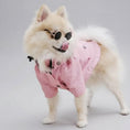 Cargar la imagen en la vista de la galería, Chien portant un vêtement de pluie pour chien rose avec boutons et lunettes de soleil