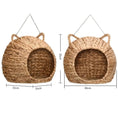 Load image into Gallery viewer, Cocon en rotin pour chat Oscar et Plume en forme de panier suspendu avec oreilles de chat