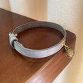 Charger l'image dans la visionneuse de la galerie, Collier à clochette pour chat Oscar et Plume en simili cuir gris avec une clochette dorée