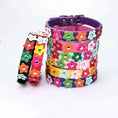 Load image into Gallery viewer, Collier chien fleurs multicolore en cuir avec petits motifs floraux pour chiens