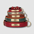 Charger l'image dans la visionneuse de la galerie, Collier chien personnalisable en cuir avec plaque gravée, disponible en plusieurs couleurs et tailles