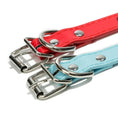 Charger l'image dans la visionneuse de la galerie, Deux colliers cloutés pour chien en cuir rouge et bleu avec boucles et rivets métalliques