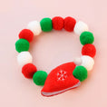 Load image into Gallery viewer, Collier de Noël pour chat et chien en rouge, vert et blanc avec pompons décoratifs