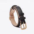 Charger l'image dans la visionneuse de la galerie, Collier en cuir pour chien noir avec boucle dorée et intérieur rembourré confortable