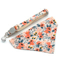 Charger l'image dans la visionneuse de la galerie, Collier et bandana petit chien avec motif floral orange et bleu par Oscar et Plume