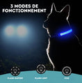 Charger l'image dans la visionneuse de la galerie, Chien portant un collier led chien avec airtag bleu éclairé de nuit avec trois modes de fonctionnement