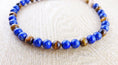 Load image into Gallery viewer, Collier lithothérapie chien en perles de lapis-lazuli et œil de tigre pour le bien-être des animaux