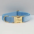 Charger l'image dans la visionneuse de la galerie, Collier pour chien design en bleu clair avec boucle dorée et personnalisation