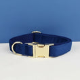 Charger l'image dans la visionneuse de la galerie, Collier pour chien design en bleu avec boucle dorée et tissu doux pour le confort des animaux