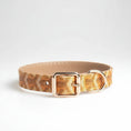 Load image into Gallery viewer, Collier pour chien design par Oscar et Plume en cuir marron avec motif géométrique et boucle métallique