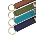 Charger l'image dans la visionneuse de la galerie, Colliers plats en toile marron kaki turquoise et marine avec boucles et anneaux laiton collier pour chien personnalisable