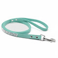 Load image into Gallery viewer, Laisse turquoise avec strass, idéale pour assortir au collier strass pour chien d'Oscar et Plume