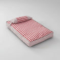 Carica l'immagine nel visualizzatore della galleria, Coussin déhoussable pour chien à carreaux rouges et blancs avec petit oreiller assorti