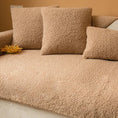 Load image into Gallery viewer, Couverture protection canapé beige en tissu doux et texturé avec coussins assortis
