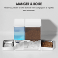 Charger l'image dans la visionneuse de la galerie, Distributeur automatique croquettes connecté avec réservoir d'eau et bols en acier inoxydable pour animaux
