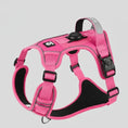 Charger l'image dans la visionneuse de la galerie, Harnais chien AirTag rose de Oscar et Plume avec bandes réfléchissantes et réglable pour sécurité