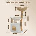 Charger l'image dans la visionneuse de la galerie, Oscar et Plume arbre à chat en bois naturel avec hamac, plateforme, cabane et jouet pompon, supporte 11,5 kg
