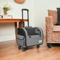Load image into Gallery viewer, Valise à roulettes de voyage pour chien chat grise et noire avec poignée télescopique et poches latérales