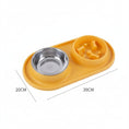 Load image into Gallery viewer, Gamelle anti glouton pour chien en silicone jaune avec bol en acier inoxydable