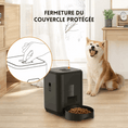 Charger l'image dans la visionneuse de la galerie, Gamelle automatique chien chat noire avec couvercle protégé et distributeur de croquettes dans un salon