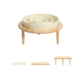Charger l'image dans la visionneuse de la galerie, Gamelle céramique anti glouton beige sur support en bois naturel avec pieds pour animaux
