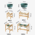 Load image into Gallery viewer, Gamelle céramique réglable chien avec support en bois pour différentes tailles de bols de 800ml et 1600ml