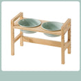 Load image into Gallery viewer, Gamelle céramique réglable chien avec support en bois naturel pour un repas confortable