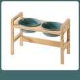 Load image into Gallery viewer, Gamelle céramique réglable chien avec support en bois naturel double bol pour animaux
