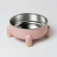 Charger l'image dans la visionneuse de la galerie, Gamelle séparable chien et chat en acier inoxydable avec support rose et pieds antidérapants