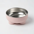 Charger l'image dans la visionneuse de la galerie, Gamelle séparable chien et chat en acier inoxydable avec base rose Oscar et Plume