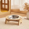 Charger l'image dans la visionneuse de la galerie, Gamelle support incliné pour chien en bois avec bol en acier inoxydable pour un repas confortable